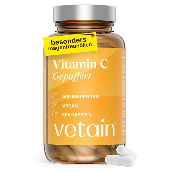 VETAIN Vitamin C gepuffert 500mg -  vegan & hochdosiert 365 St
