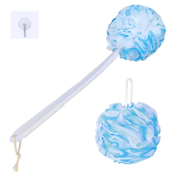 Peeling Badeschwamm Duschschwamm Set Rückenbürste 42cm Weiß 1 St