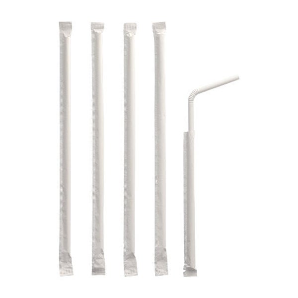 Medi-Inn Trinkhalme, flexibel, Ø 6 mm · 24 cm weiß einzeln gehüllt 5000 St
