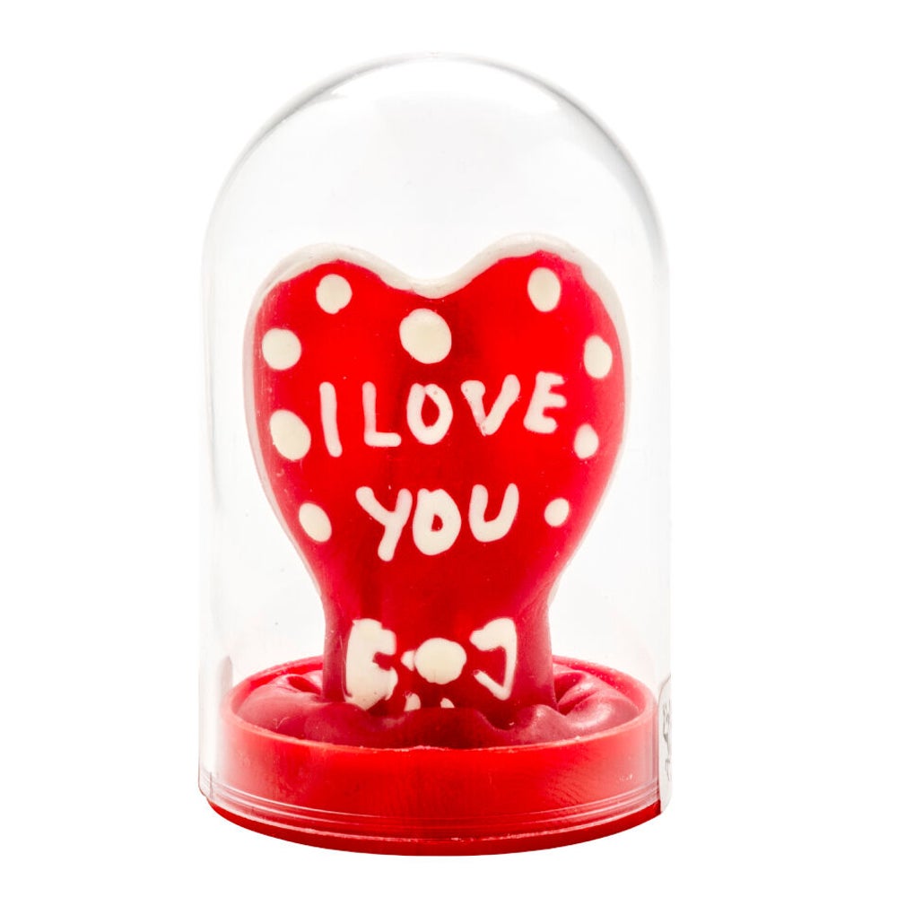 Scherzkondom «Herz - I Love You»: Leuchteffekt, romantisch (1 Stück) 1 St