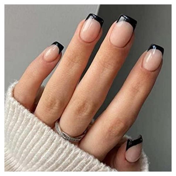 24x Justotry Schwarze & Nude Press-on Nägel, Acryl Kurz Fing 1 St