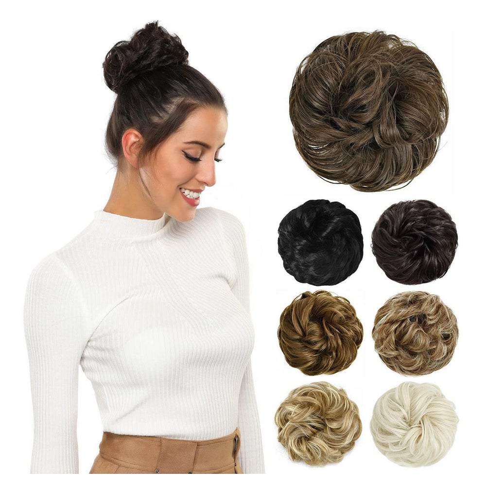 Dutt Haarteil Gummiband Gelockt Messy Bun 10# Medium Esche B 1 St