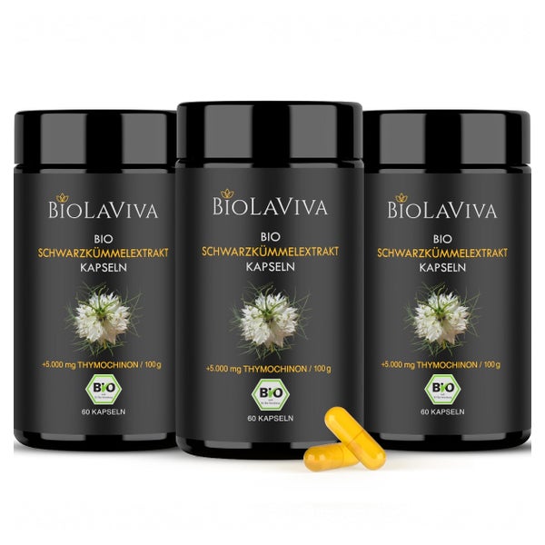BIOLAVIVA Schwarzkümmel-Extrakt  5% Thymochinon | 60 Kapseln 3 St
