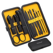 Professionelles 10-in-1 Maniküre-Set Gelb mit Lederetui 1 St