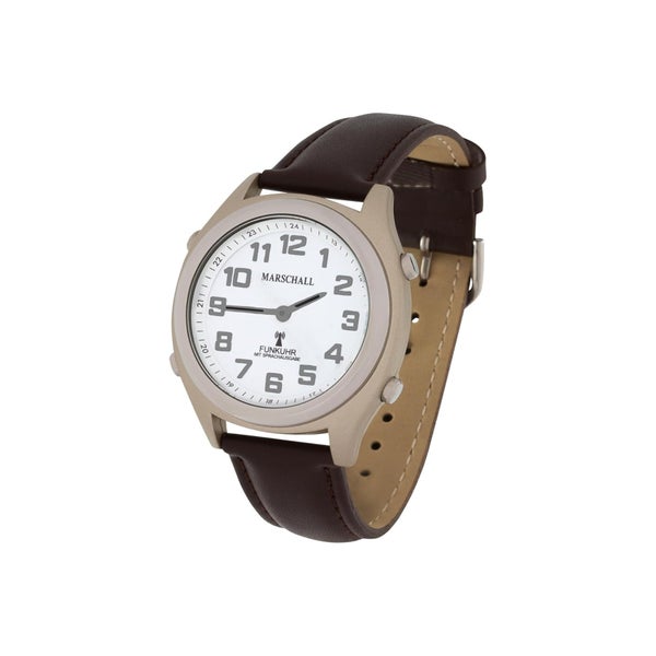 Sprechende Funk-Armbanduhr Sprachausgabe Lederarmband 1 St