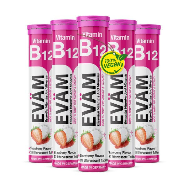 Vitamin B12 Brausetabletten 1000% hochdosiert Vegan 5er Pack 100 St