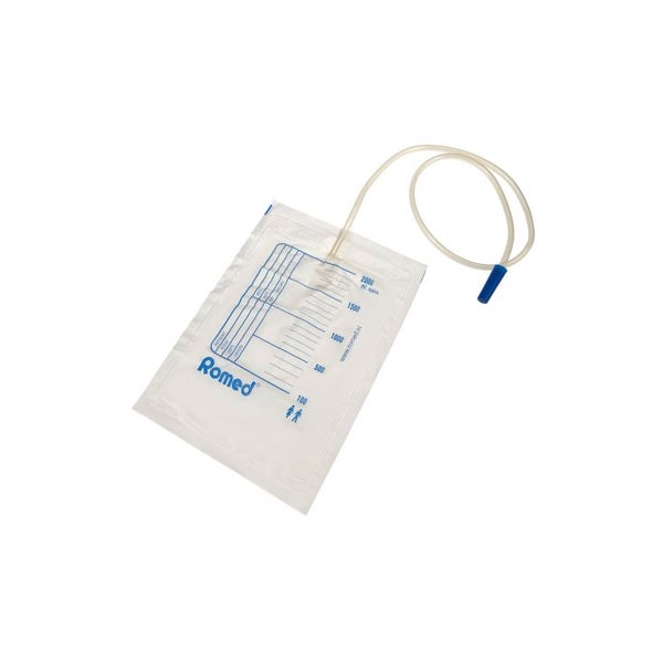 Romed Urinbeutel 2 Liter, 90 cm Schlauch, ohne Ablauf 10 St