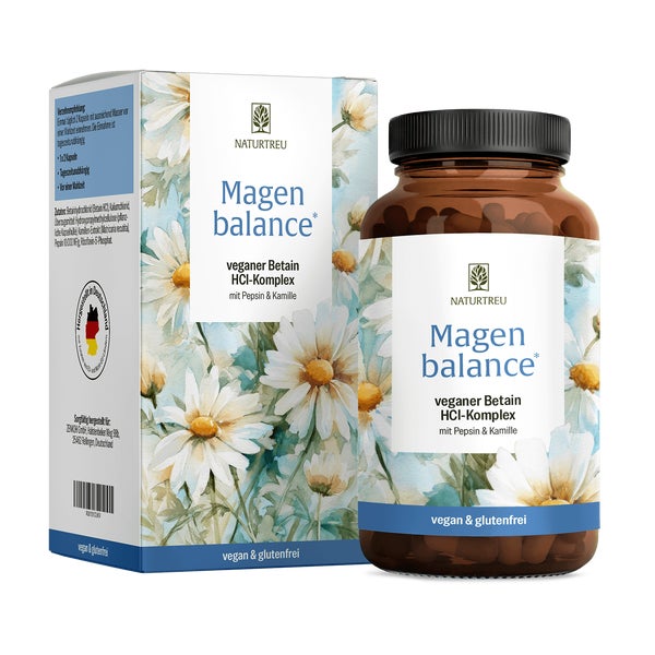 Betain HCL Komplex mit Pepsin, Chlorid & Kamille - MAGENBALANCE - 120 vegane Kapseln - NATURTREU® 120 St