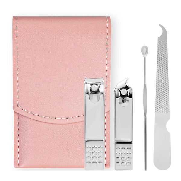 LOPHE 4-teiliges Maniküre & Pediküre Set Rosa | Edelstahl | Inkl. Etui |