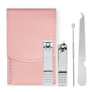 LOPHE 4-teiliges Maniküre & Pediküre Set Rosa | Edelstahl | Inkl. Etui |