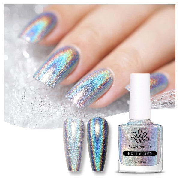 Nagellack Glitzer Holographic Regenbogen Silber Magisch Rege 1 St