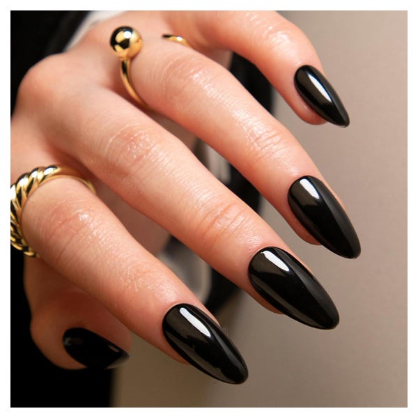Nägel Press On Kurz Oval Mandel Acryl Kleber 24 Schwarz 1 St