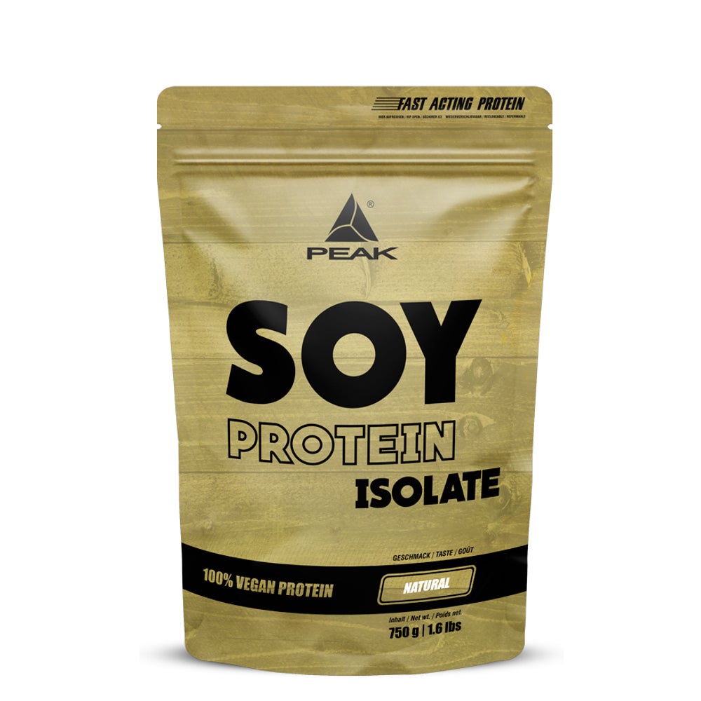PEAK Soja Protein Isolat - 750g - Geschmack Natural I 25 Portionen I Pulver I Proteinquelle: Soy, pflanzliches Eiweiß I GMO - free I hoher EAA Gehalt I Muskelaufbau I glutenfrei 750 g
