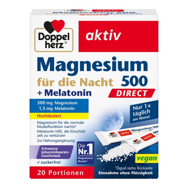 Doppelherz Mag.500 Für Die Nacht+melatonin Direct 20 St