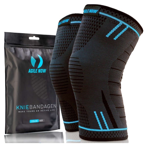 AGILE NOW Kniebandage (Set) Blau M 1 St