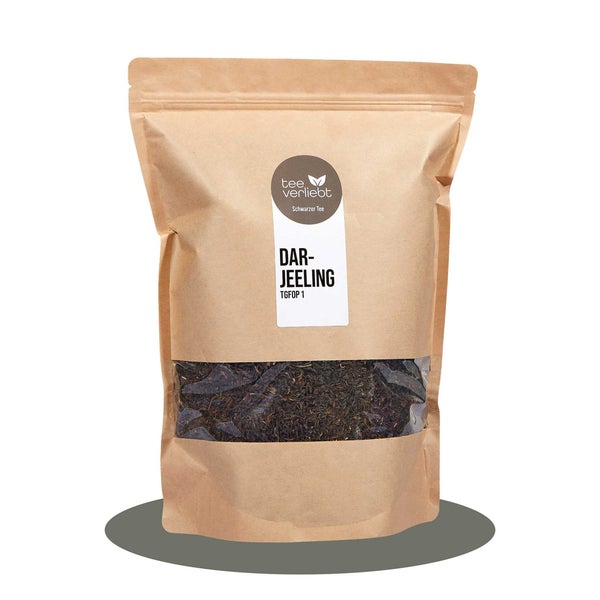teeverliebt - Darjeeling loser Schwarztee Großpackung I Fein-blumiger Schwarztee aus Nordindien | 1kg 1000 g