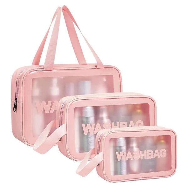 Transparente Kosmetiktasche PVC Kulturbeutel 4PC Rosa 1 St