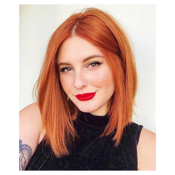 PORSMEER Orange Bob Perücke Gerade Glatt Synthetik Haar Mode Perücke für Frauen