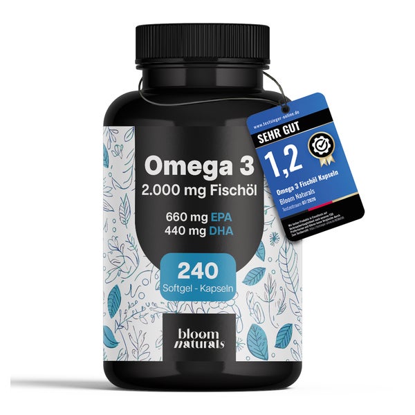 Omega 3 Fischöl - 240 Softgel-Kapseln - Bloom Naturals 240 St