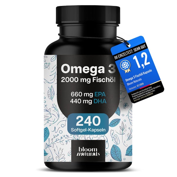 Omega 3 Fischöl - 240 Softgel-Kapseln - Bloom Naturals 240 St