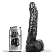 All Black - Realistischer dunkler Dildo mit  Hoden