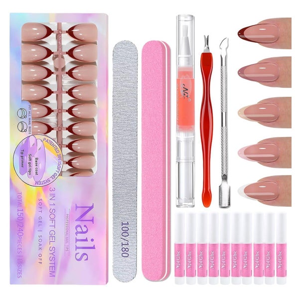 Falsche Nägel Set Aufkleben French 5 Almond Nude Colors 04 1 1 St