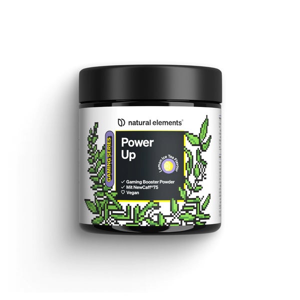 Power Up Lemon Ice Tea – Gaming Booster mit Koffein, NewCaff75, B-Vitaminen, Vitamin C, L-Tyrosin, Ginkgo- und Grüntee-Extrakt – 40 Drinks – vegan, hochdosiert, mit Stevia – in Deutschland produziert 320 g