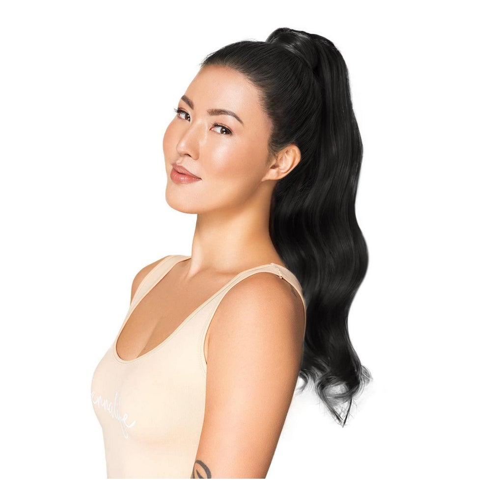 Pferdeschwanz Extension Clip in Remy Echthaar 55cm-90g #1 Ti 1 St