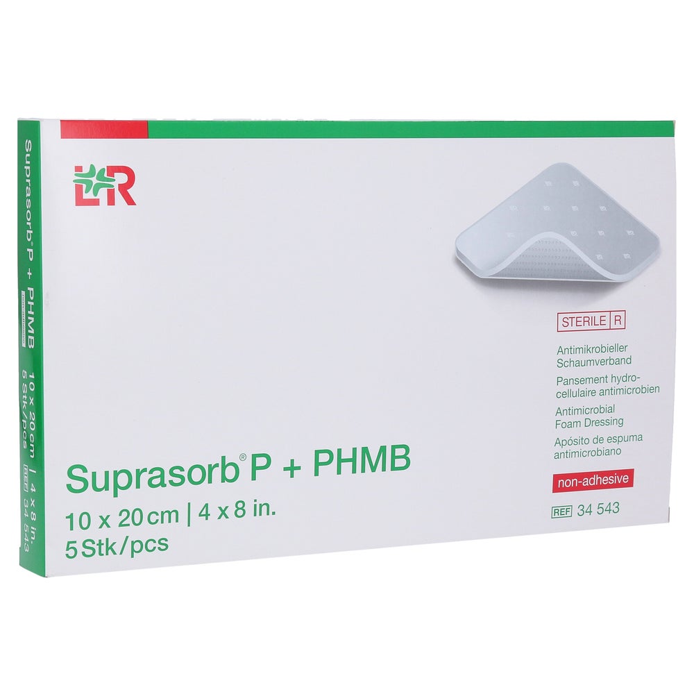 Lohmann & Rauscher Suprasorb P + PHMB anti-mikrobieller Schaumverband 5 Stück 10 x 20 cm 5 St