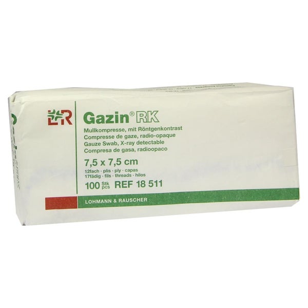 Lohmann & Rauscher Gazin Mullkompresse RK, 7,5x7,5cm, 12-fach, 17-fädig, 100 Stück 100 St