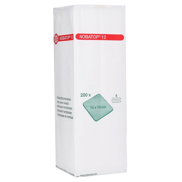 Noba Nobatop 12 Vliesstoffkompressen, 6-fach, 10 x 10 cm, 1 x 200er Pack 200 St