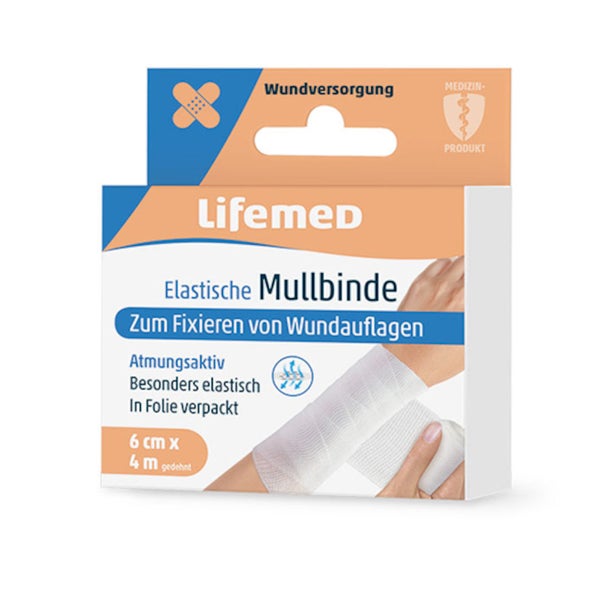 Lifemed Elastische Mullbinde 4 m x 6 cm weiß, 1 Stück 1 St