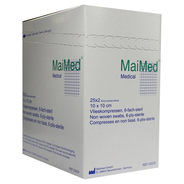 MaiMed Vlieskompressen steril 6-lagig 25 x 2 Stück - 10 x 10 cm 25X2 St