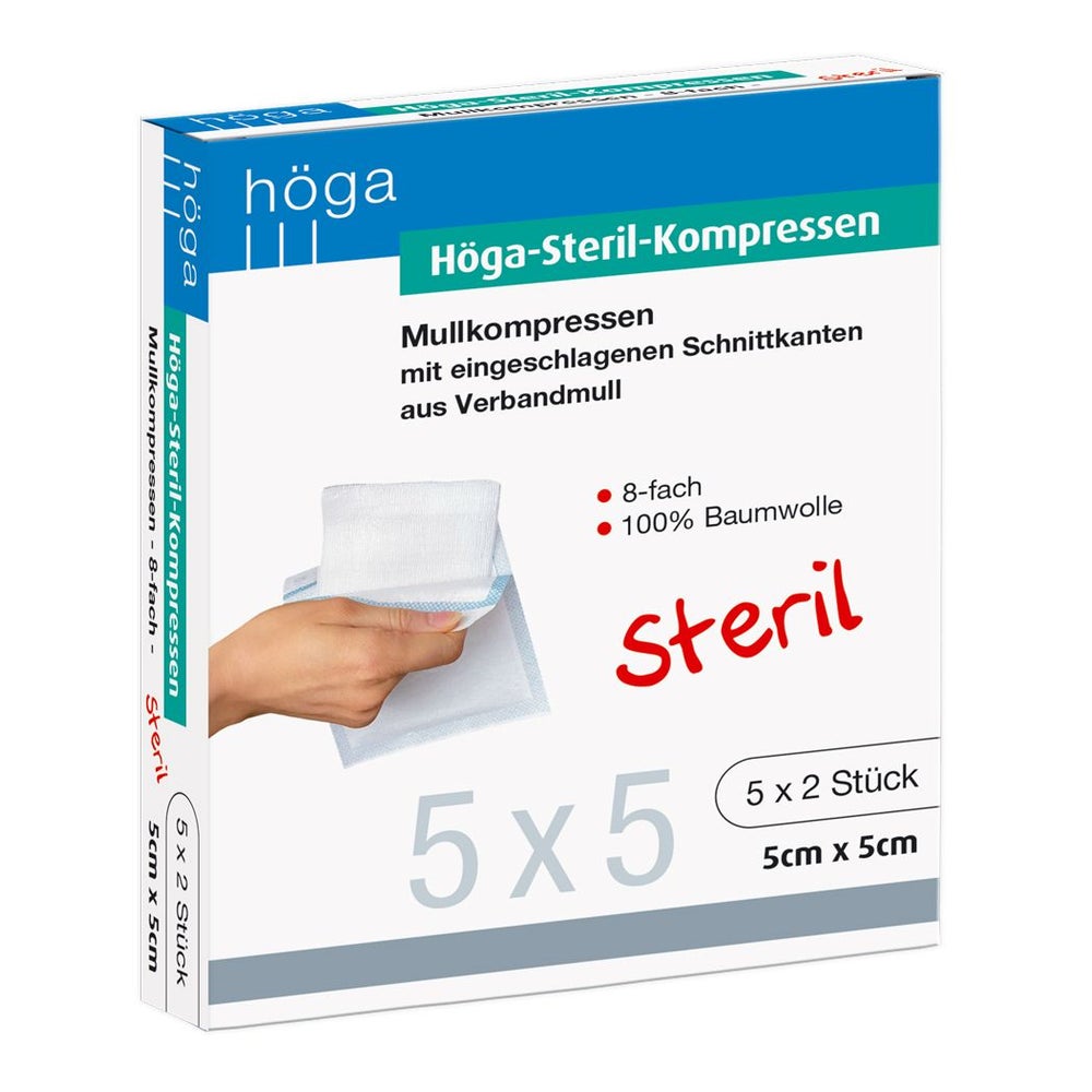 Höga-kompressen 5x5 cm steril 8fach 5X2 St