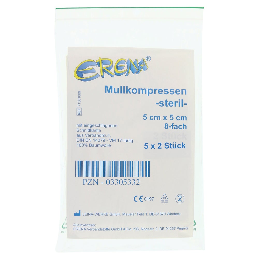 Erena Steril Mullkompressen 5x5 cm 8fach 5X2 St