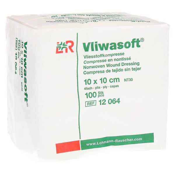 Lohmann Rauscher Vliwasoft Vliesstoffkompresse 4 - fach 100 Stück - 10 x 10 cm 100 St