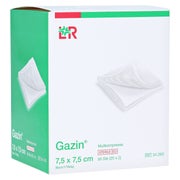 Produktabbildung: Lohmann Rauscher Gazin Mullkompresse steril, 7,5x7,5cm, 8- fach, 17-fädig, 25x2 Stück 25X2 St