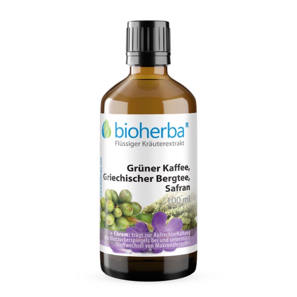 Bioherba Grüner Kaffee Griechischer Bergtee Safran Tropfen Tinktur 100 ml