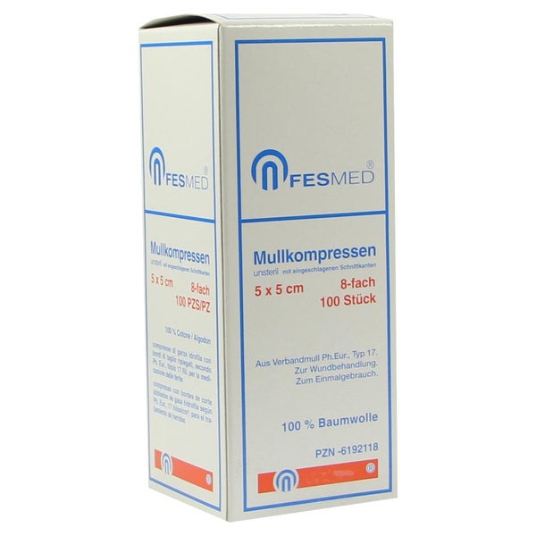 Mullkompressen ES 5x5 cm unsteril 8fach 100 St