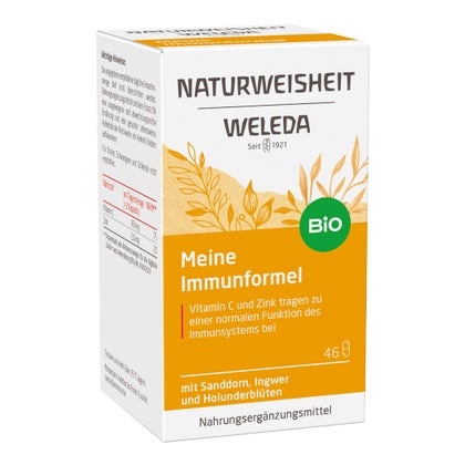 WELEDA Naturweisheit Meine Immunformel – Bio Nahrungsergänzung Mit Vitamin C, Zink & Ingwer | 46 Kapseln, Vegan