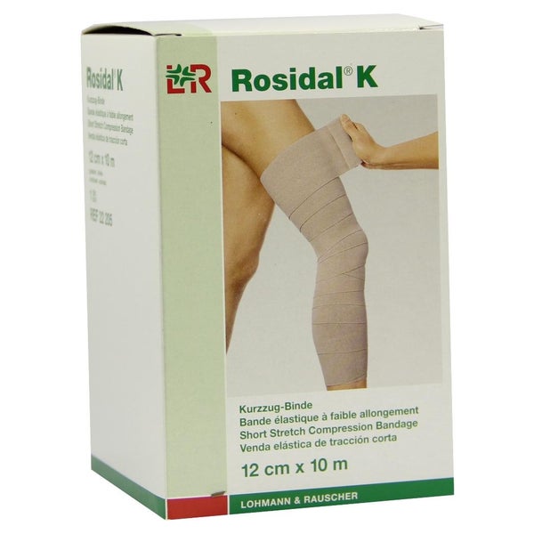 Lohmann & Rauscher Rosidal K Kurzzugbinden, cremefarben, 10 m - 1 Stück, einzeln in Faltschachtel, Maße: 12 cm x 10 m 1 St