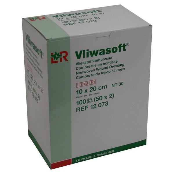 Lohmann Rauscher Vliwasoft Vliesstoffkompresse 6 - fach steril 50 x 2 Stück - 10 x 20 cm 50X2 St