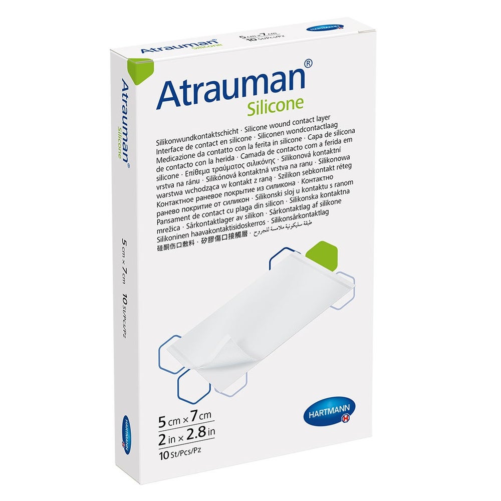 Hartmann Atrauman Silicone Wundauflage, silikonbeschichtet, steril - 5 x 7 cm – Packung = 10 Stück 10 St