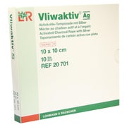 Lohmann & Rauscher Vliwaktiv Ag Aktivkohle-Wundtamponade, steril, silberhaltig - 1 Packung = 10 Stück, Maße: 10 x 10 cm 10 St
