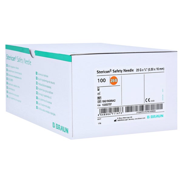 B.Braun Sterican Safety Sicherheitskanülen (100 Stck.) - 25 G x 5/8'', 0,50 x 16 mm 100 St