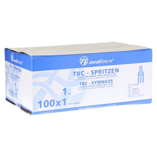 Tuberkulinspritze 1 ml ohne Kanüle 100 St