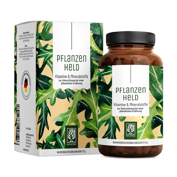 Vitamine & Mineralien für pflanzliche Ernährung - Mikronährstoff-Komplex für Veganer & Vegetarier - PFLANZENHELD - 120 vegane Kapseln - NATURTREU® 120 St