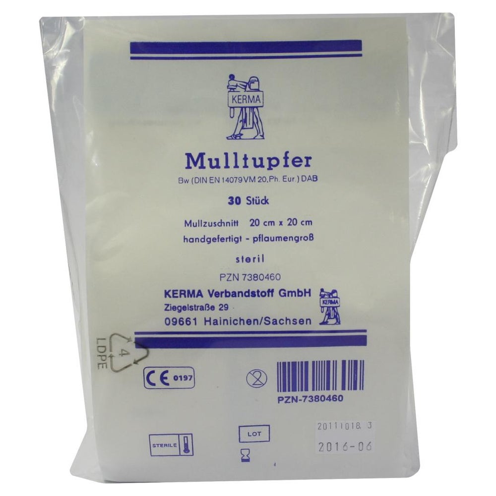 Mulltupfer 20x20 cm pflaumengroß steril 30 St
