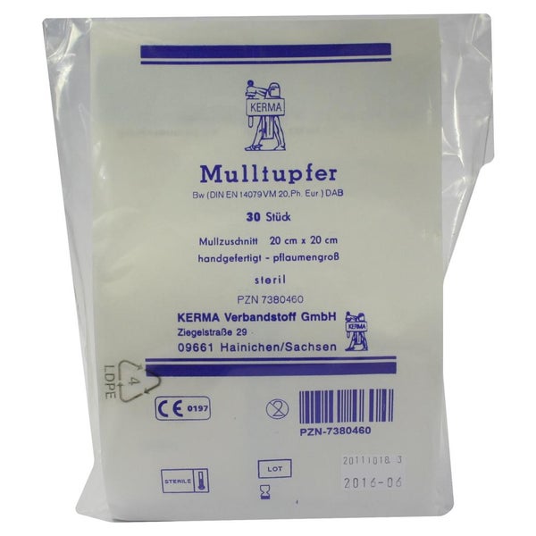 Mulltupfer 20x20 cm pflaumengroß steril 30 St