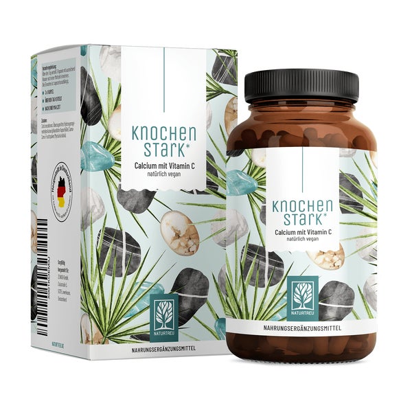 Calcium Komplex hochdosiert mit Vitamin C -  KNOCHENSTARK - 120 vegane Kapseln - NATURTREU® 120 St
